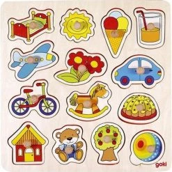 Goki Steekpuzzel: SCHOMMELPAARD, BAL, ... 27,5x27,5cm, 14-delig, -Goedkope puzzels winkel 550x554 4