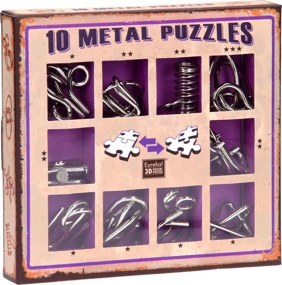 Eureka - Eureka! 10 Metalen Puzzels Paarse Editie 5 Eureka - Eureka! 10 Metalen Puzzels Paarse Editie - Afbeelding 5