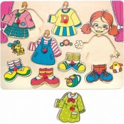 Woody Aankleed Puzzel 7 Stuks Meisje | Inleg Puzzel | Motorische Ontwikkeling Speelgoed | Educatief Speelgoed | Cognitieve Ontwikkeling Speelgoed | Meisjes Puzzel | Inleg Puzzel Aankleden