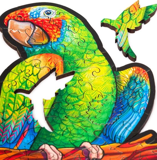UNIDRAGON Houten Puzzel Dier - Speelse Papegaaien - 193 Stukjes - Medium 44x25 Cm 3 UNIDRAGON Houten Puzzel Dier - Speelse Papegaaien - 193 Stukjes - Medium 44x25 Cm - Afbeelding 3