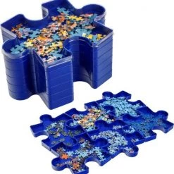 Merkloos Decopatent Puzzel Sorteerbakjes - 6 Vaks - Puzzel Sorteer Bakjes - Stapelbaar - Puzzle Puzzelstukjes Bakjes - 21,5 X 16,5 X 10,8 Cm