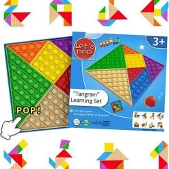 PLAY-IT PLAY IT Tangram Puzzel Pop It 7 Delig - Inclusief Simple Dimple - Fidget Toys - Sinterklaas -Goedkope puzzels winkel 550x579 2