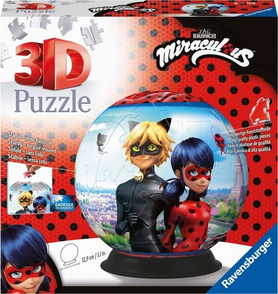 Ravensburger Miraculous Puzzleball - 3D Puzzel - 72 Stukjes 1 Ravensburger Miraculous Puzzleball - 3D Puzzel - 72 Stukjes