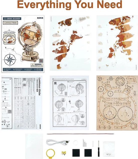 ROCR Houten Puzzels Lichtgevende Globe 3D Model Kits Om Te Bouwen Voor Volwassenen Hersenen Teaser Puzzels Bithday 6 ROCR Houten Puzzels Lichtgevende Globe 3D Model Kits Om Te Bouwen Voor Volwassenen Hersenen Teaser Puzzels Bithday - Afbeelding 6