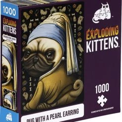 Exploding Kittens Pug With A Pearl Earring - Puzzel - 1000 Stuks