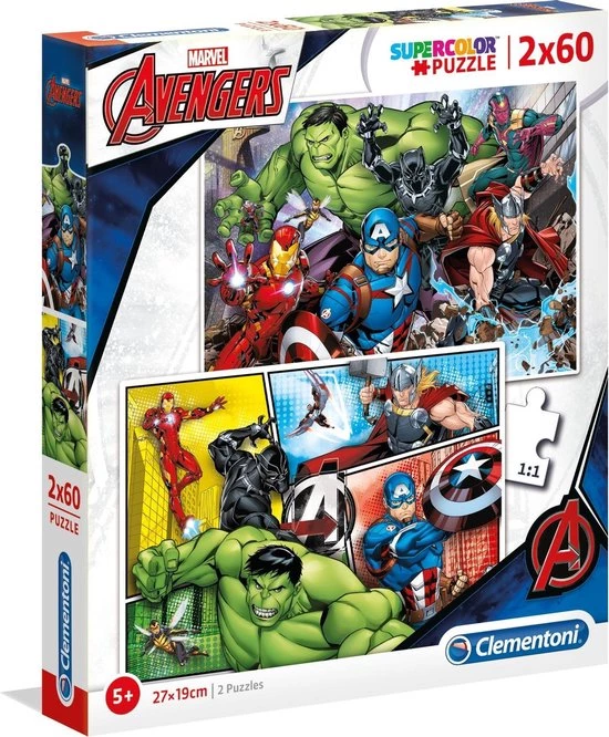 Clementoni Legpuzzel Marvel Avengers 2x60 Stukjes 1 Clementoni Legpuzzel Marvel Avengers 2x60 Stukjes
