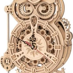 Houten 3D Puzzel Voor Volwassenen | Uil Klok | Mechanisch | Vrije Tijd | Educatief | Ontspanning | Tot Rust Komen | Robotime | Model Bouwpakket | Uilenklok