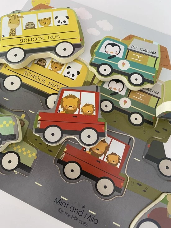 Mint And Milo Houten Voertuigen Puzzel - HOUTEN VOERTUIGEN PUZZEL MET DIEREN - HOUTEN VORMENPUZZEL MET AUTO'S - Houten Auto Puzzel - Houten Puzzel Vanaf 2 Jaar - Educatief Speelgoed - MET EEN GRATIS ABC POSTER KAART ERBIJ 3 Mint And Milo Houten Voertuigen Puzzel - HOUTEN VOERTUIGEN PUZZEL MET DIEREN - HOUTEN VORMENPUZZEL MET AUTO'S - Houten Auto Puzzel - Houten Puzzel Vanaf 2 Jaar - Educatief Speelgoed - MET EEN GRATIS ABC POSTER KAART ERBIJ - Afbeelding 3
