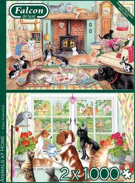 Falcon Puzzel Animals At Home - Legpuzzel - 2 X 1000 Stukjes 8 Falcon Puzzel Animals At Home - Legpuzzel - 2 X 1000 Stukjes - Afbeelding 8