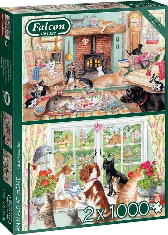 Falcon Puzzel Animals At Home - Legpuzzel - 2 X 1000 Stukjes 9 Falcon Puzzel Animals At Home - Legpuzzel - 2 X 1000 Stukjes - Afbeelding 9