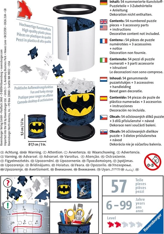Ravensburger Pennenbak Batman - 3D Puzzel - 54 Stukjes 4 Ravensburger Pennenbak Batman - 3D Puzzel - 54 Stukjes - Afbeelding 4